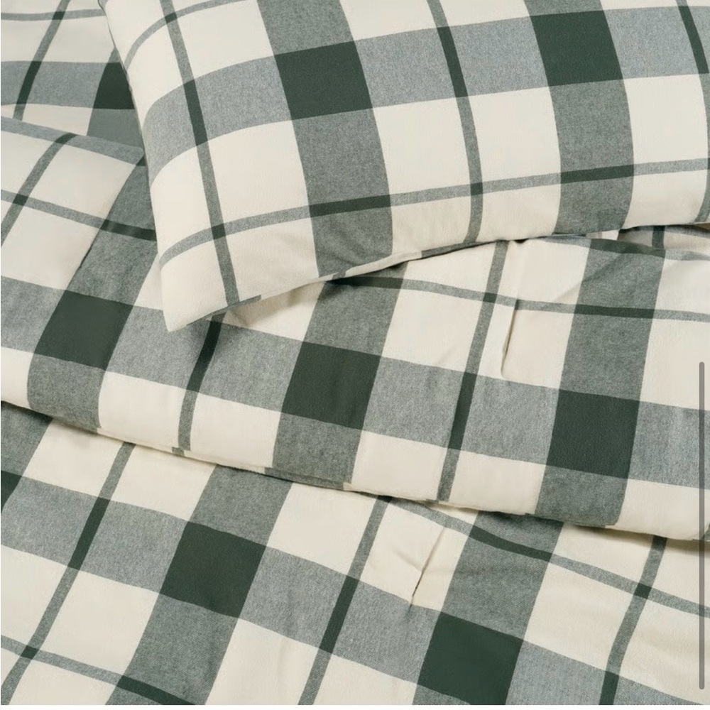 IKEA BESKSÖTEMAL
Comforter set, green/check, Full/Queen
